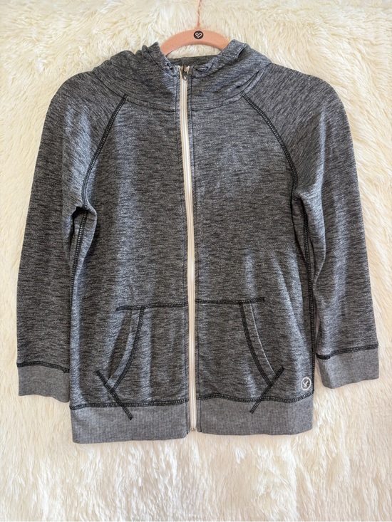 American Eagle Outfitters Tops - AEO American Eagle Womens Full Zip Hoodie Size S Grey 3/4 Sleeves Y2K Style READ